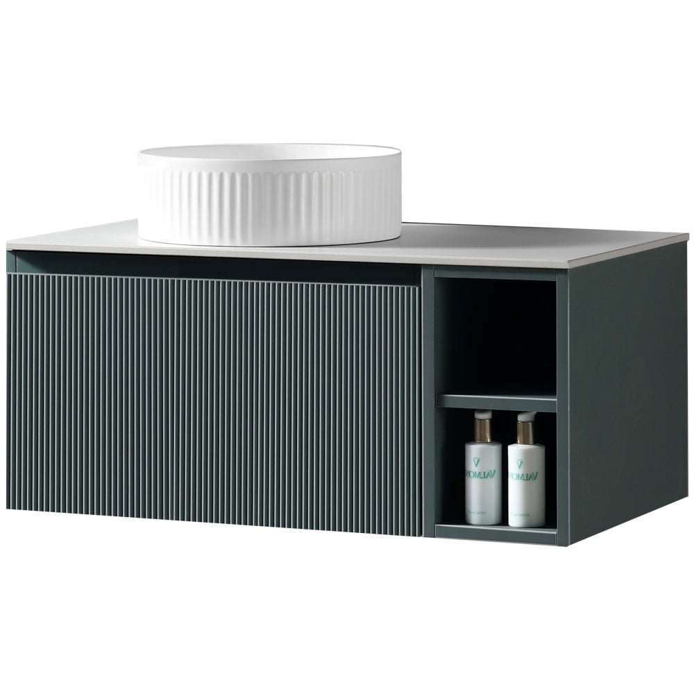Astini Flauto 800mm Wall Hung Vanity W/ RH Side Storage & LH Counter Top