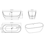 Astini Amalfi Gloss White Freestanding Bath Tub & Waste