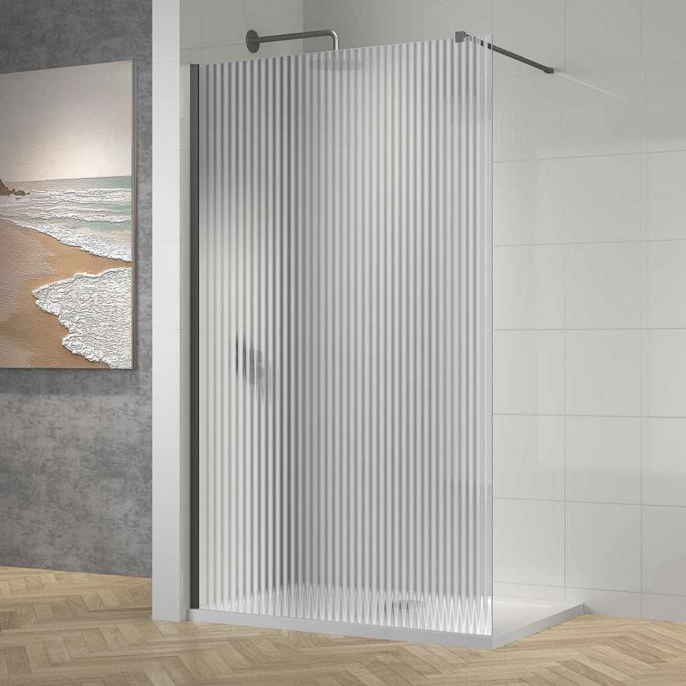 Astini TI8 Fluted Gunmetal 1000x1950x8mm Wetroom Panel