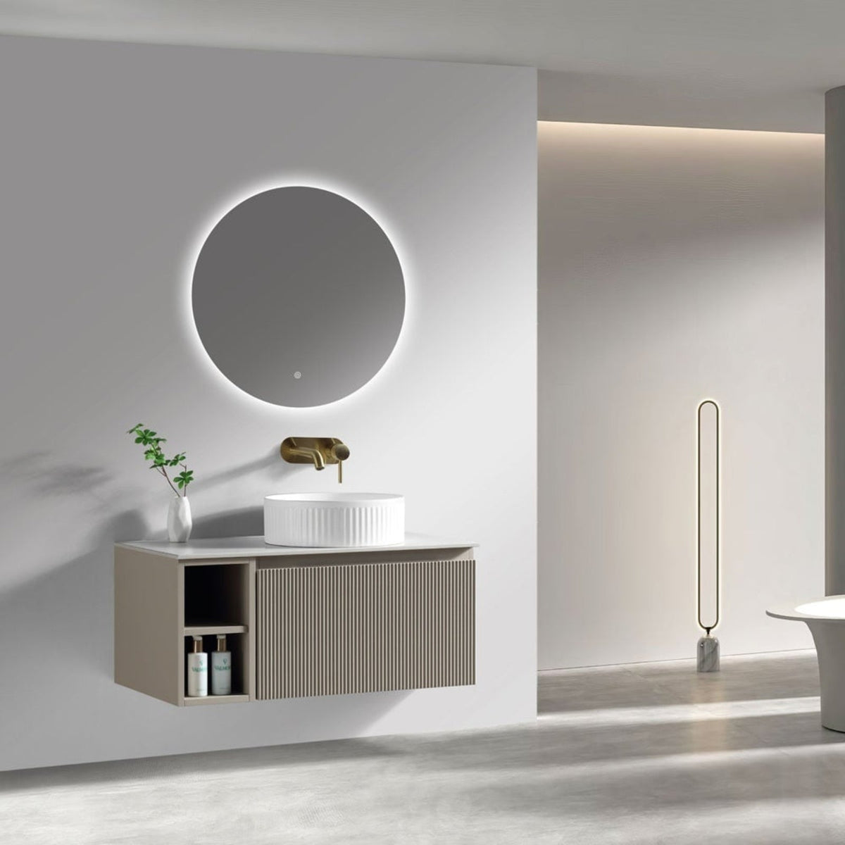 Astini Flauto 800mm Wall Hung Vanity Unit W/ LH Side Storage & RH Counter Top