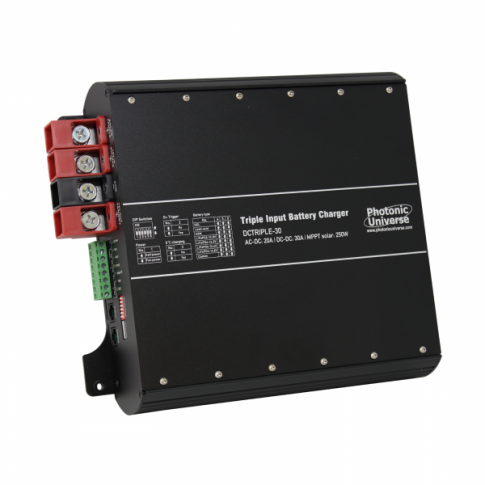 30A 12V DC to 12V DC Advanced Automatic Multi-Stage Triple Battery Charger with 20A MPPT solar input and 20A mains input for Lead Acid and Lithium Batteries