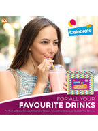 SOL 100pk Multi-Coloured Bubble Tea Paper Straws - Large Boba Straws For Milkshakes & Smoothies - Sturdy, Spiral Design In Yellow, Green, Red & Blue - Perfect For Home, Parties, Or Commercial Use