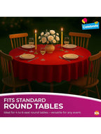 SOL 6pk Red Round Table Cloth Disposable 140cm Party Tablecloths For Circular Table Cloth Cover - Durable Spill Protection - Perfect For Weddings, Buffets, Catering, Restaurants & Special Events