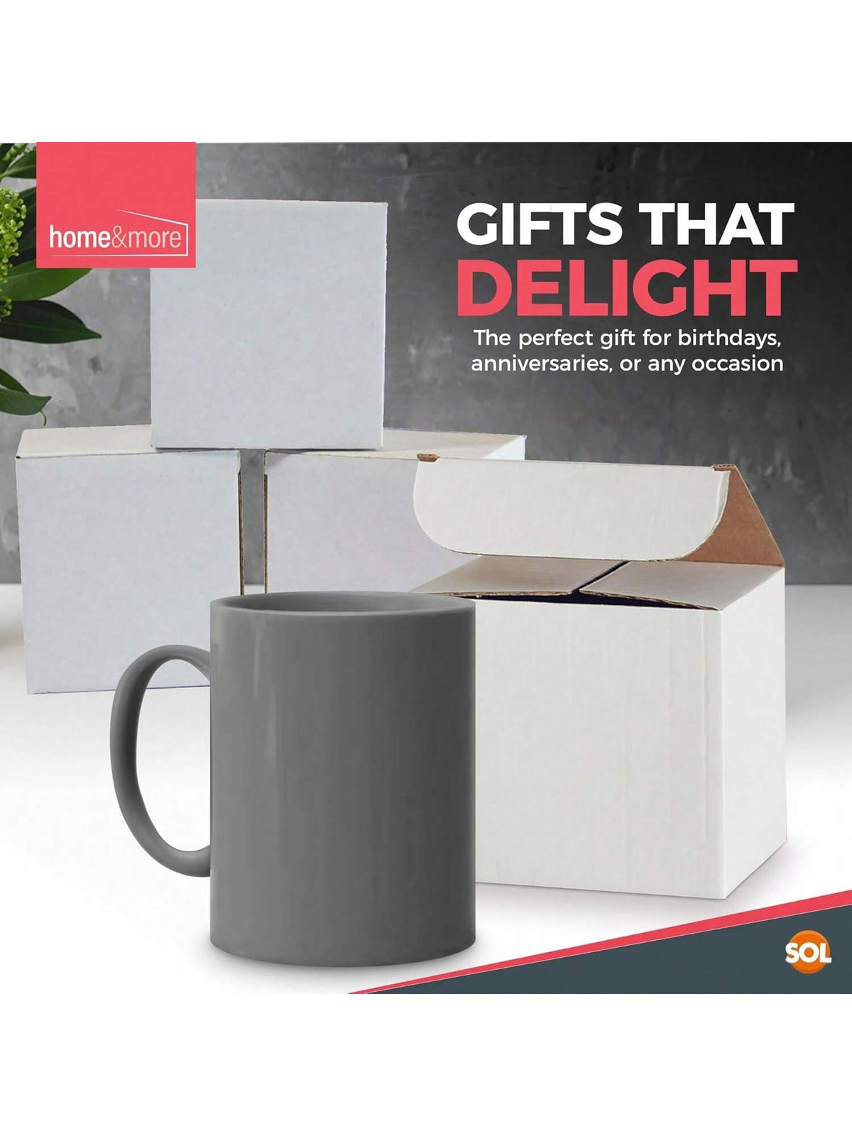 SOL Grey Mugs Set Of 12 – 330ml Coffee And Tea Cups – Durable Ceramic Drinkware For Hot Beverages, Latte, Cappuccino, Office, Home, Café, Microwave And Dishwasher Friendly