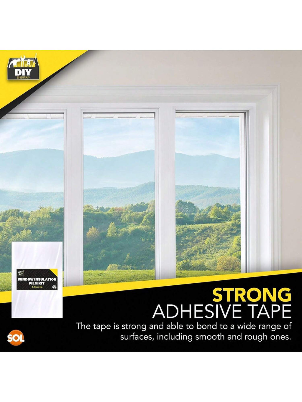 SOL 1.5m X 4m Window Insulation Film Kit – Thermal Control For Summer & Winter – Heat Blocking, UV Protection, Glare Reduction, Sun Shield, Draft Excluder & Double Glazing Insulation Film