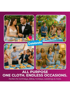 SOL 2pk Long Blue Table Cloths Party Party 274x137cm Disposable Plastic Cover. Heavy Duty Spill Protection: Opaque Design For Boys Birthdays, Christening, Communion, Gender Reveals, Weddings & Events.