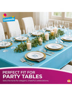 SOL 2pk Long Blue Table Cloths Party Party 274x137cm Disposable Plastic Cover. Heavy Duty Spill Protection: Opaque Design For Boys Birthdays, Christening, Communion, Gender Reveals, Weddings & Events.
