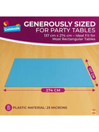 SOL 2pk Long Blue Table Cloths Party Party 274x137cm Disposable Plastic Cover. Heavy Duty Spill Protection: Opaque Design For Boys Birthdays, Christening, Communion, Gender Reveals, Weddings & Events.