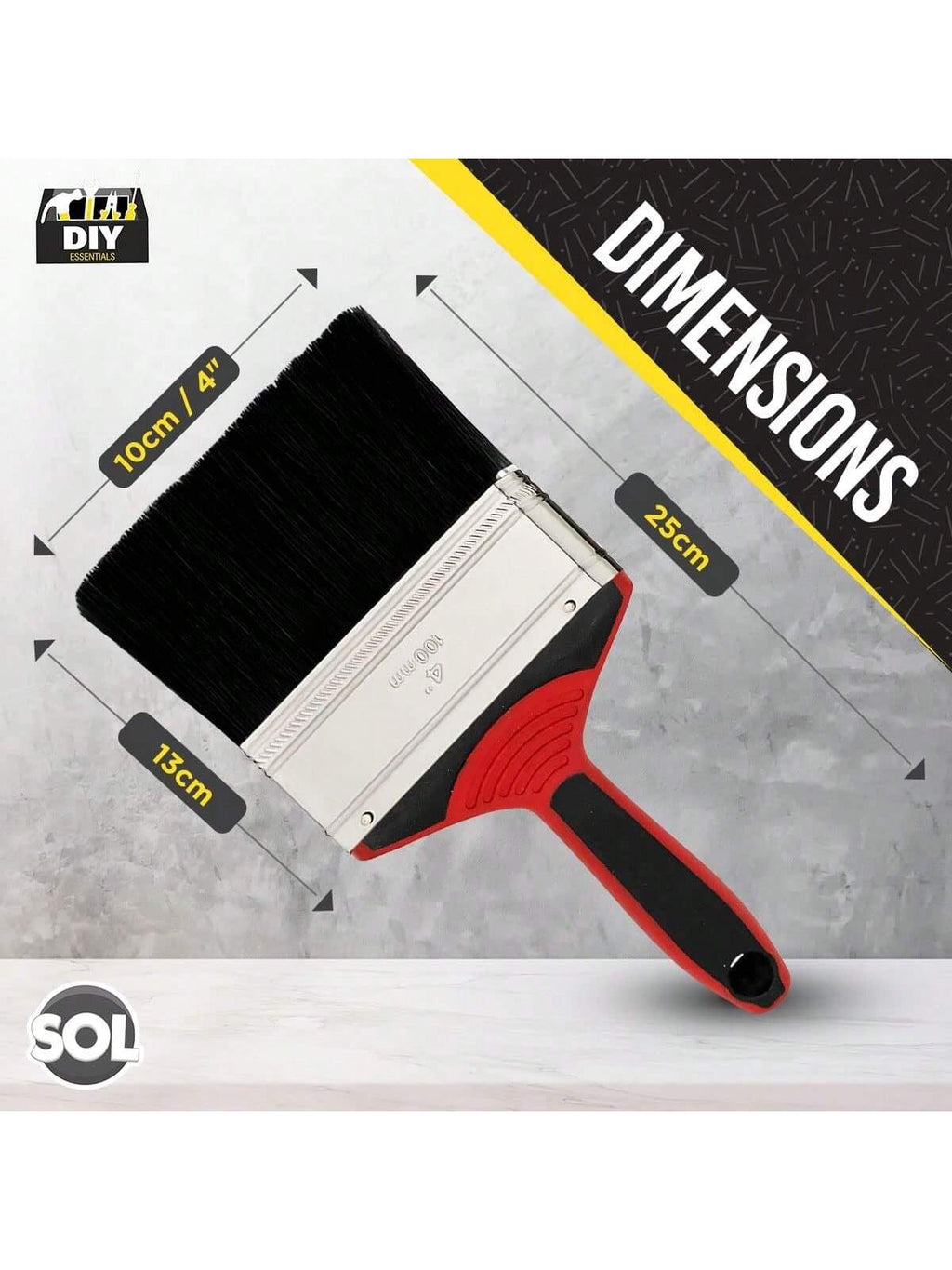 SOL 2pk 4" Paint Brush – Large Paint Brushes For Interior & Exterior Painting – Ideal For Fences, Decking, Sheds & Outdoor Use