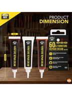 SOL 60g Furniture Repair Cream – 3pk 20g White, Sapele And Cedar Colour Wood Scratch Remover For Tables, Cabinets And Flooring – Surface Restorer For Marks, Scuffs And Wood Touch-Ups In Home Or Office