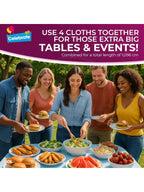 SOL 4pk Long Blue Table Cloth Party 274x137cm Plastic Cover Disposable Tablecloths For Parties - Spill Protection - Great For Weddings, Buffets, Catering, Restaurants, Outdoor Events & Celebrations