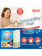 SOL 24pk Dehumidifier Bags - Interior Disposable Wardrobe Damp Absorber for Home, Cars, Drawers & Enclosed Spaces, Moisture Absorbing, Odour Removal, Compact, Portable, Fits in Small Area, Easy to Use