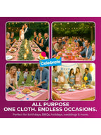 SOL 2pk Long Pink Table Cloth Party 274x137cm | Disposable Plastic Cover. Heavy Duty Spill Protection: Opaque Design For Girls Birthdays, Christening, Communion, Gender Reveals, Weddings & Events.