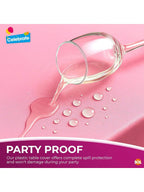 SOL 2pk Long Pink Table Cloth Party 274x137cm | Disposable Plastic Cover. Heavy Duty Spill Protection: Opaque Design For Girls Birthdays, Christening, Communion, Gender Reveals, Weddings & Events.