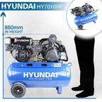 Hyundai 7hp 90L Heavy Duty Petrol Air Compressor 10.7CFM 145psi Belt Drive | HY70100P