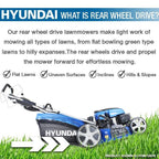 Hyundai 21"/53cm 196cc Self-Propelled Petrol Roller Lawnmower | HYM530SPR