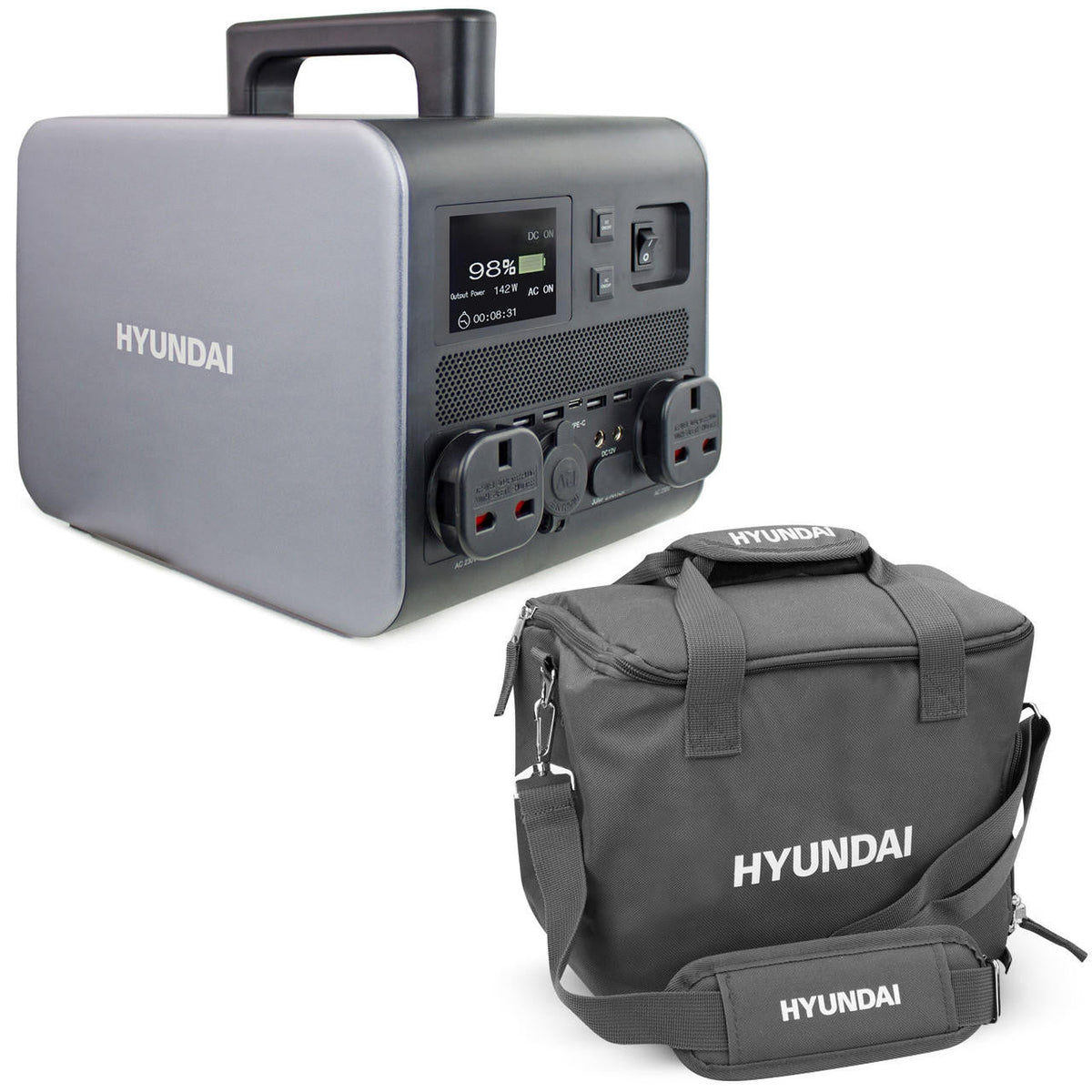 Hyundai HPS-600 Portable Power Station & Protective Carry/Shoulder Bag