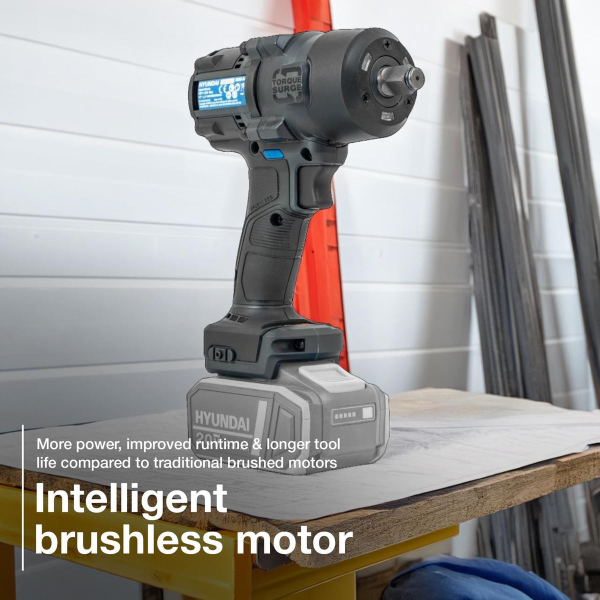 Hyundai 20V Cordless ½’’ Impact Wrench, 700Nm High-Torque with Friction Ring, Bare Unit | IW20X-700 - IW20X-700 with BI20-4 20V 4Ah Battery
