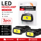 3x LED Headlamp 3W Adjustable Head Torch Camping Hiking Fishing Work Light 3 Modes