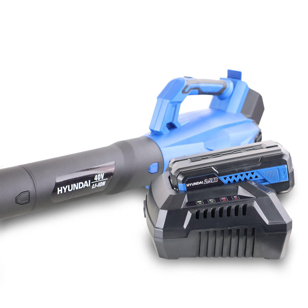 Hyundai 40V Cordless Leaf Blower, 132mph Air Speed, Lightweight, Li-Ion Battery Powered Garden Blower | HYB40LI