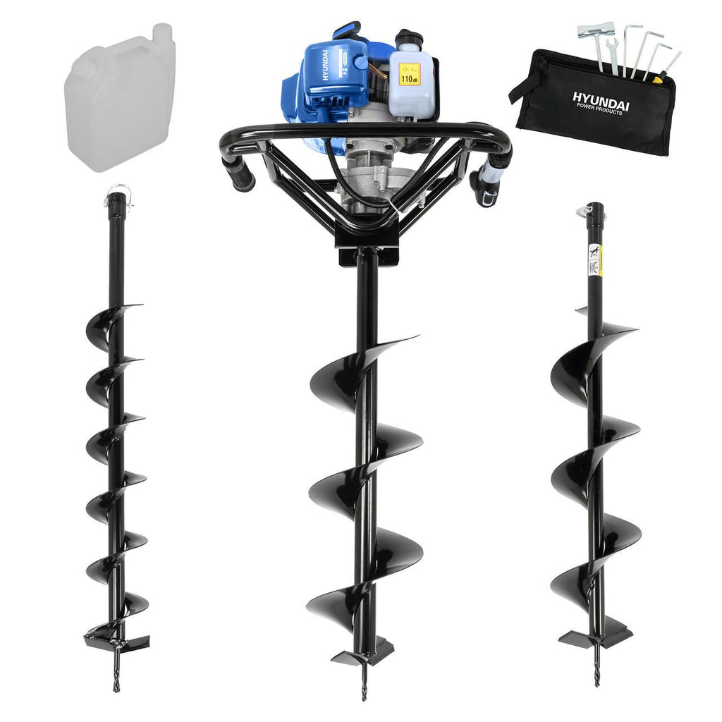 Hyundai 56cc Petrol Earth Auger, 3 Drill Bits (100mm, 150mm, 200mm) | HYEA5600X