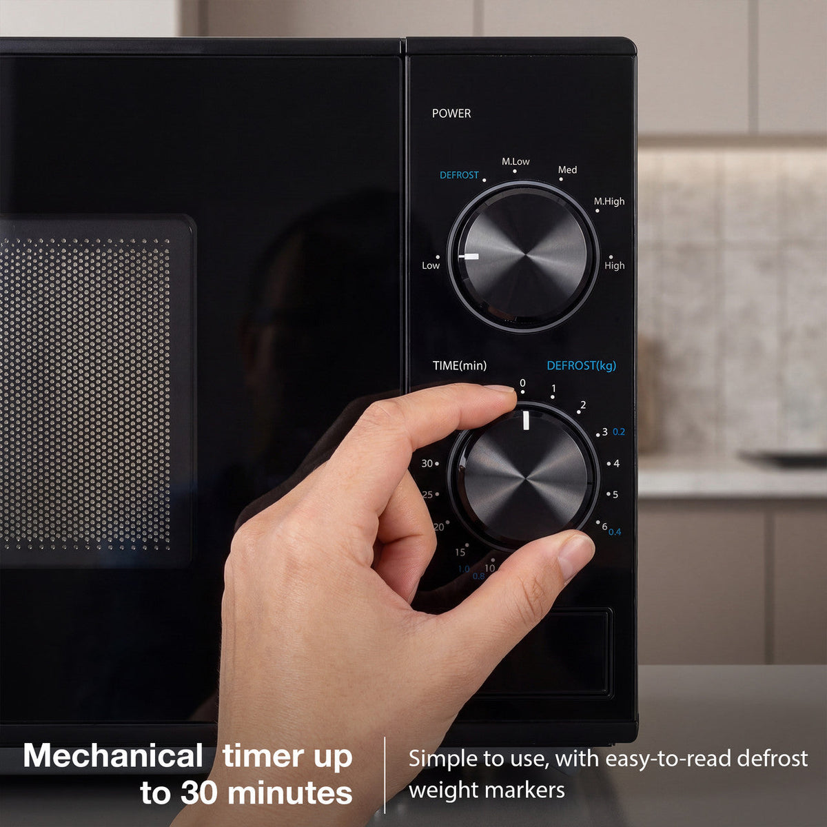 HYUNDAI 800W 20L Solo Microwave, Dial Control, Stainless Steel Interior | HYMW80020MB