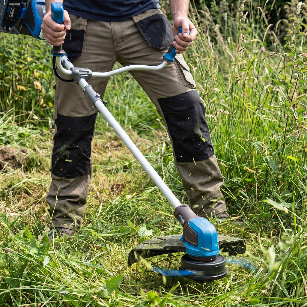 Hyundai 2x20V Brushless 2-in-1 Brush Cutter & String Trimmer, Straight Split Shaft, 3-Speed, 3 Year Warranty | HY40CGB26
