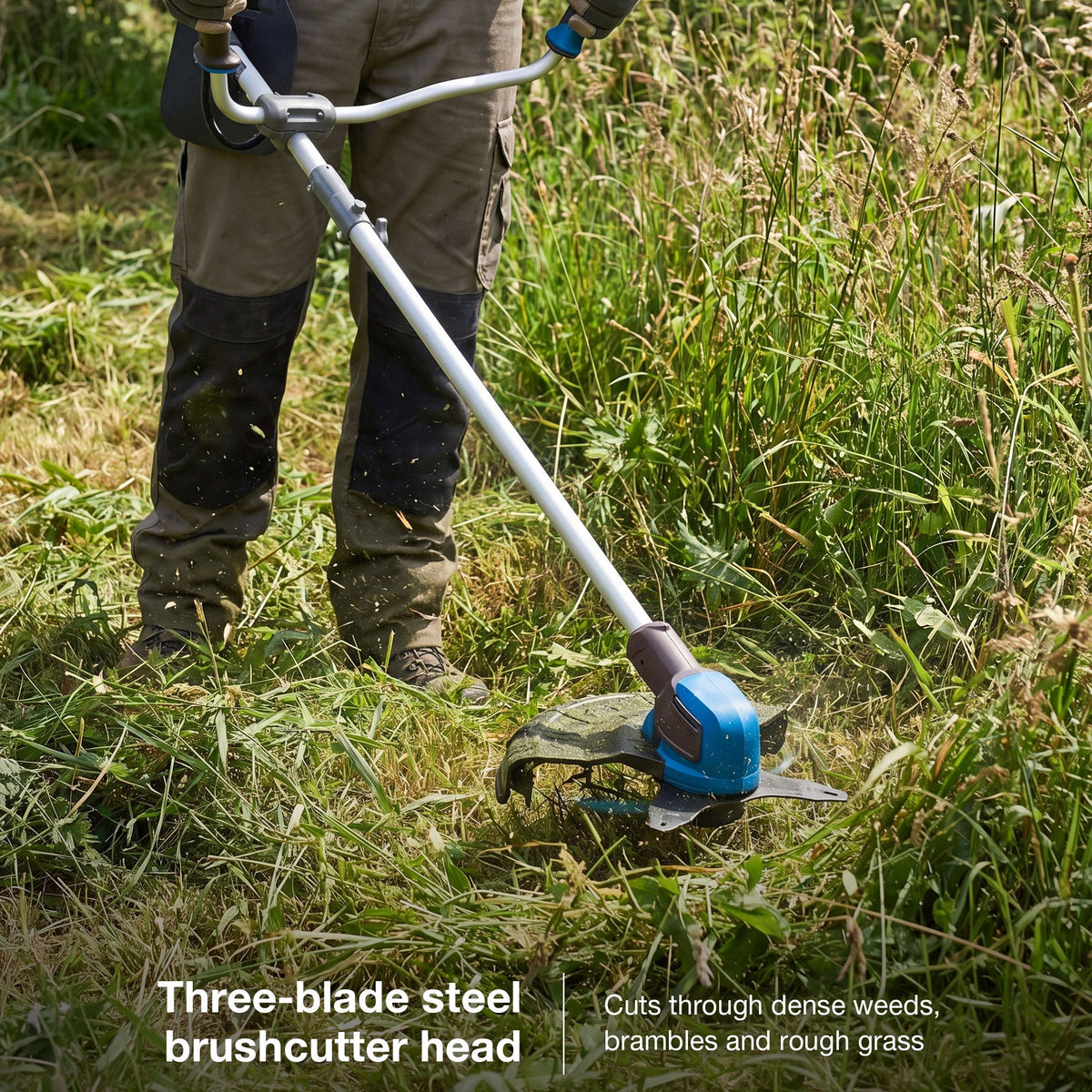 Hyundai 2x20V Brushless 2-in-1 Brush Cutter & String Trimmer, Straight Split Shaft, 3-Speed, 3 Year Warranty | HY40CGB26