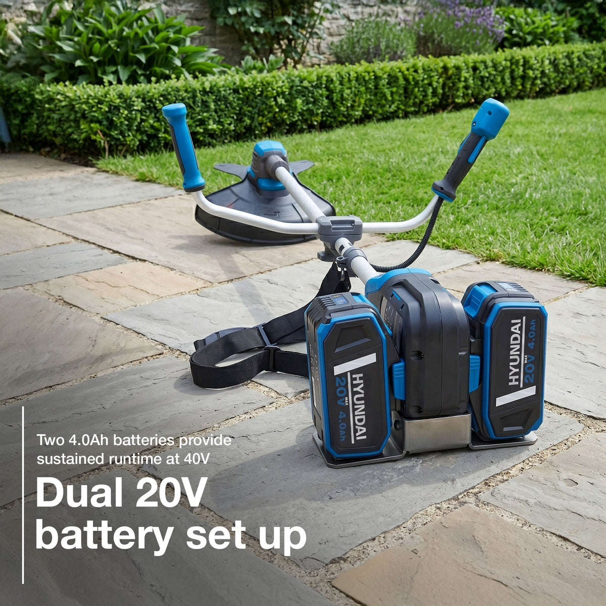 Hyundai 2x20V Brushless 2-in-1 Brush Cutter & String Trimmer, Straight Split Shaft, 3-Speed, 3 Year Warranty | HY40CGB26