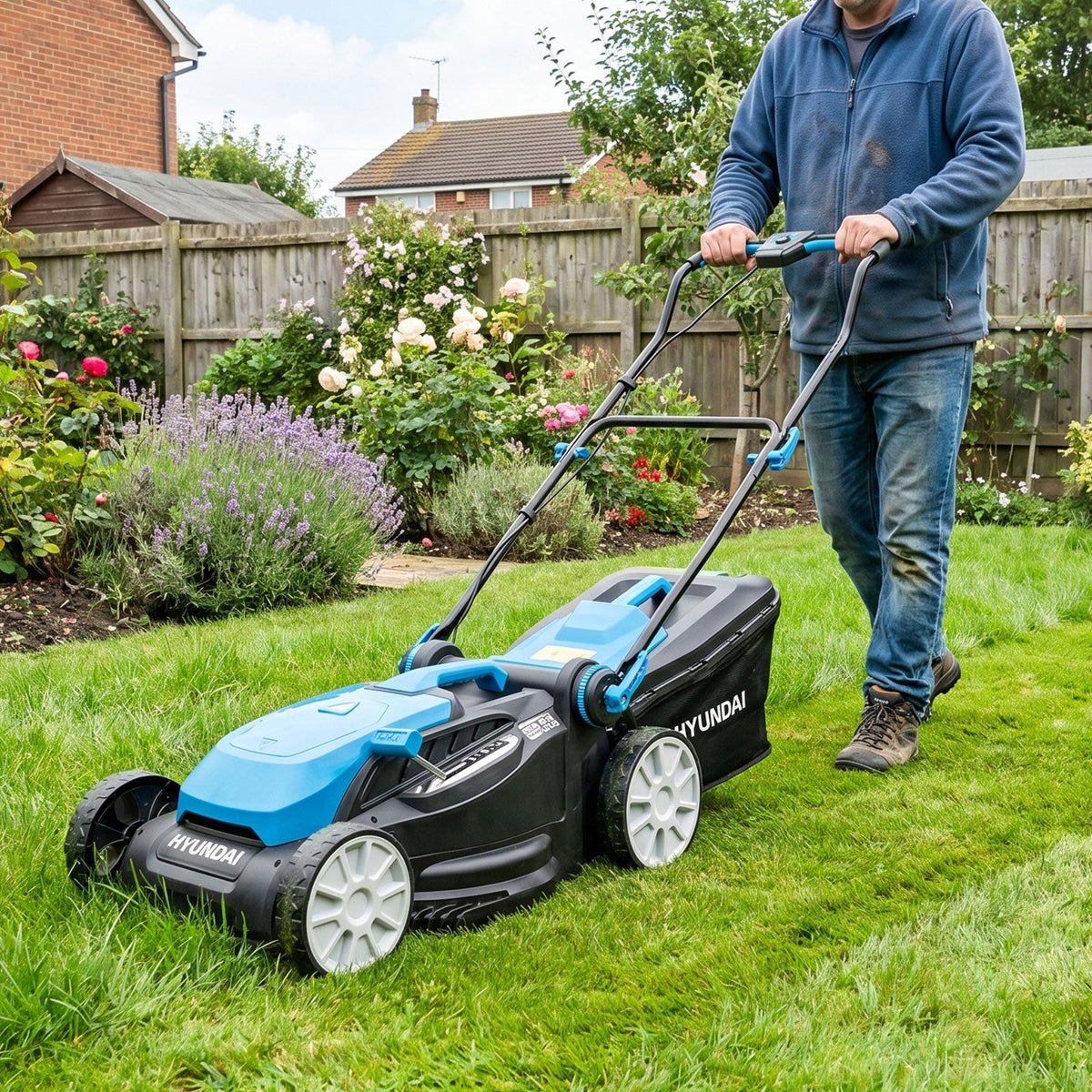 Hyundai 38cm / 15" 40V (2x20V) 3-in-1 Brushless Cordless Lawnmower,  36L Bag | HY40CLM38