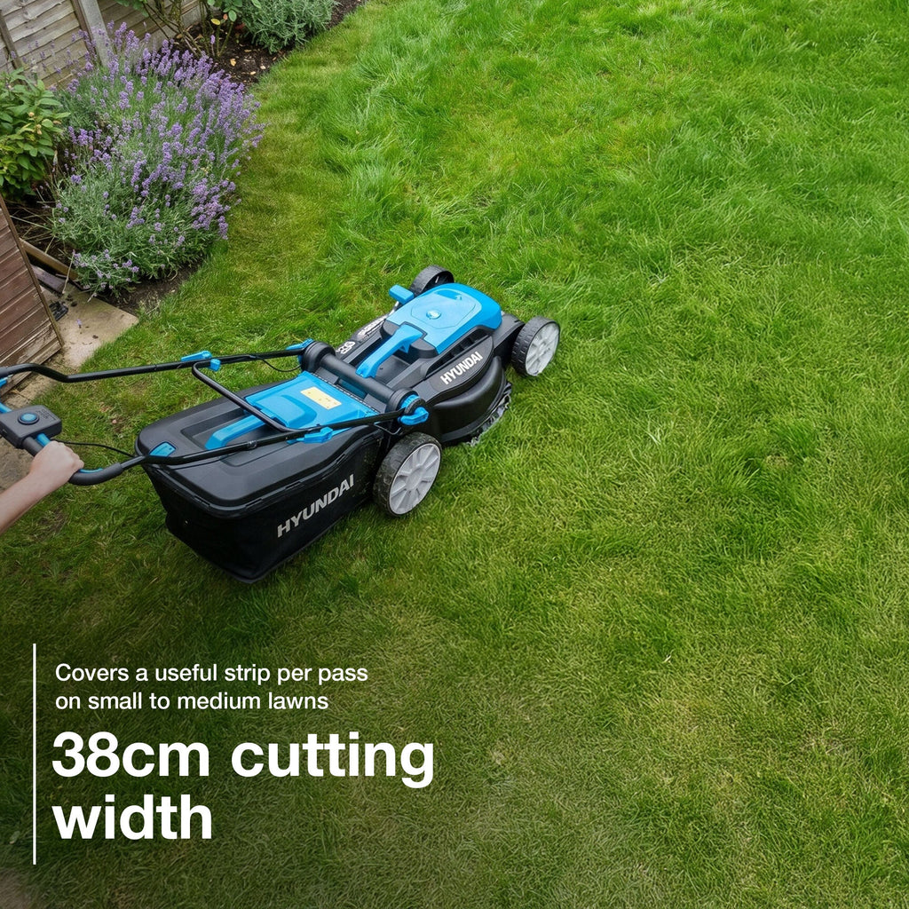 Hyundai 38cm / 15" 40V (2x20V) 3-in-1 Brushless Cordless Lawnmower,  36L Bag | HY40CLM38