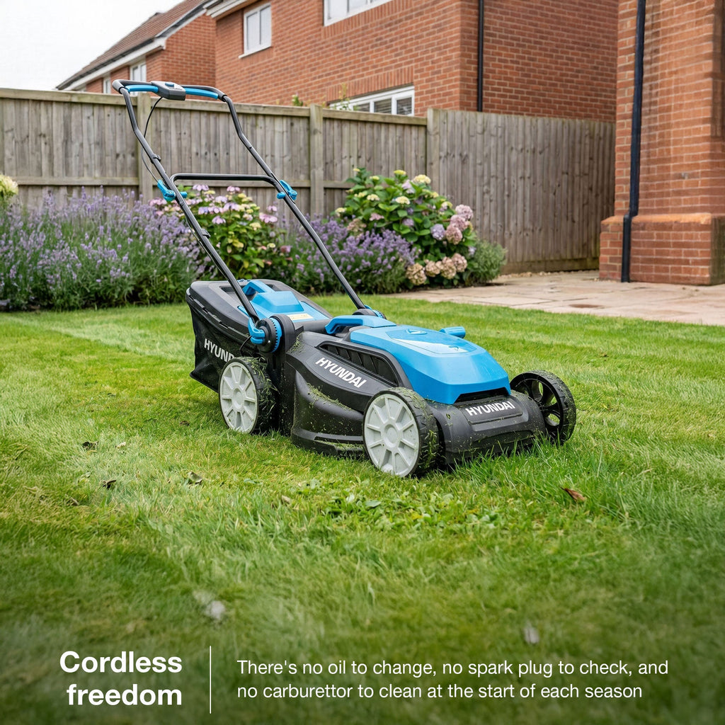Hyundai 38cm / 15" 40V (2x20V) 3-in-1 Brushless Cordless Lawnmower,  36L Bag | HY40CLM38