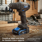 Hyundai 20V 50Nm Cordless Hammer Drill, 2-Speed, 13 mm Chuck LED Light | HD20S-50