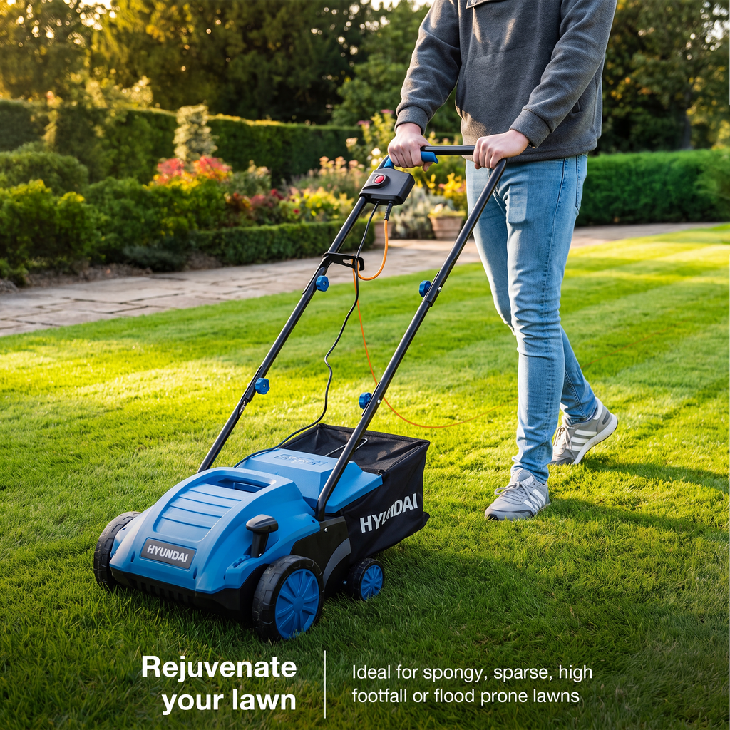 Hyundai 12.6'' / 32cm Electric Lawn Scarifier Aerator Lawn Rake 1500W 230V | HYSC1532E