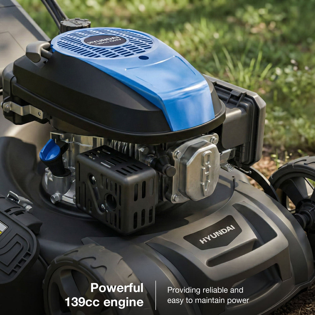 Hyundai 18" / 46cm Self-Propelled Petrol Lawnmower, Electric Start, 139cc | HYM18150SPEX