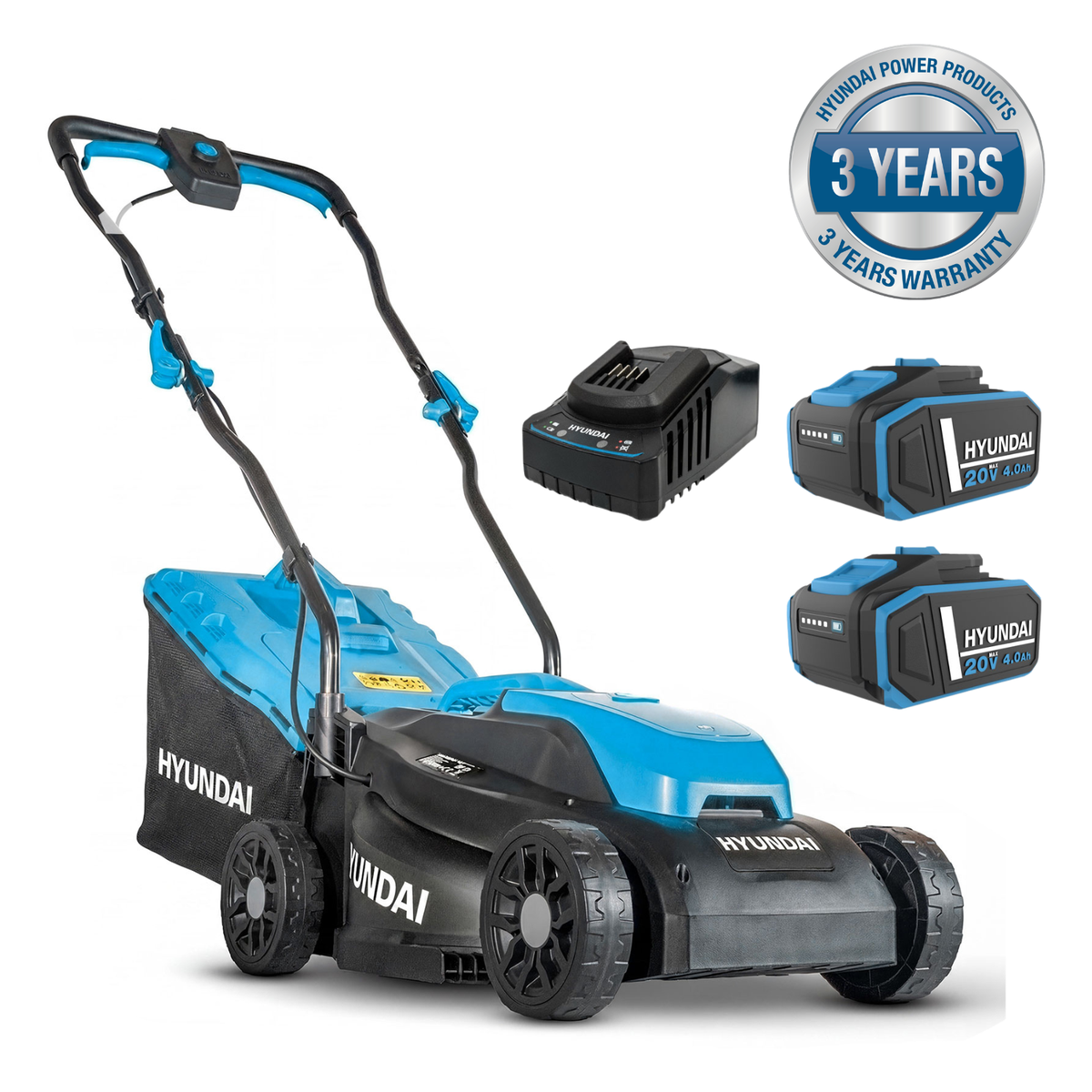 Hyundai 20V 33cm Brushless Lawnmower Kit with Extra 4Ah Battery