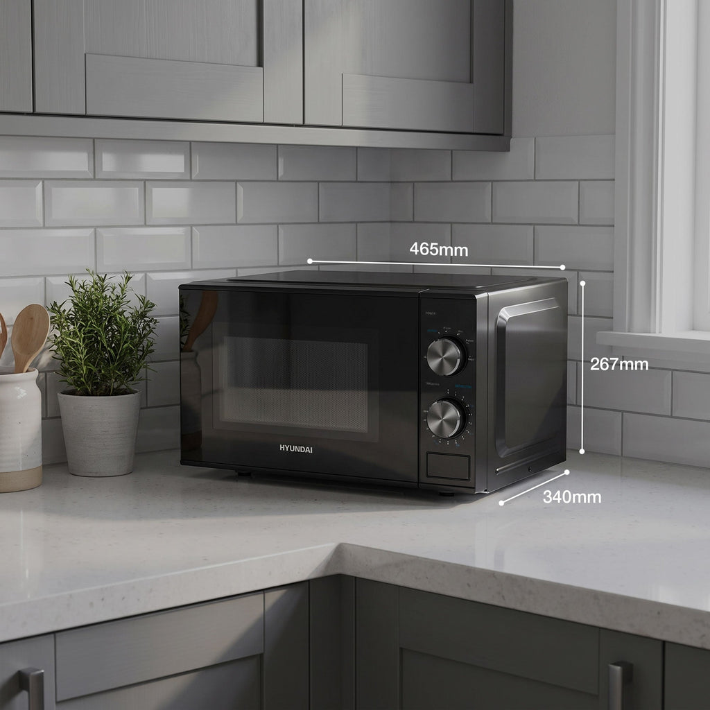 HYUNDAI 800W 20L Solo Microwave, Dial Control, Stainless Steel Interior | HYMW80020MB