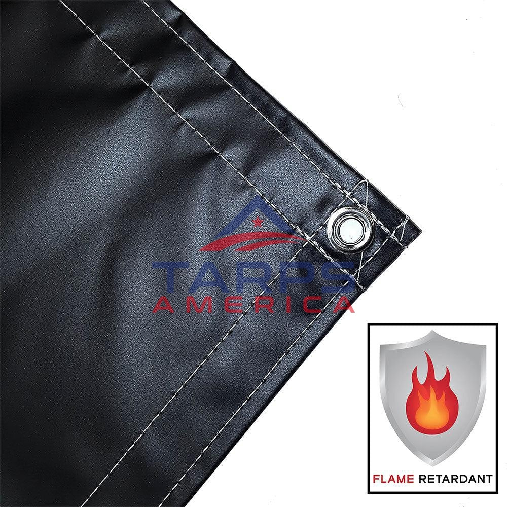 18 oz Heavy Duty Black Coated Vinyl Fire Retardant Tarp by AtlasShield®