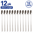 12PK Long Handle Stainless Steel Spoons 20cm Coffee Tea Dessert Latte Spoons