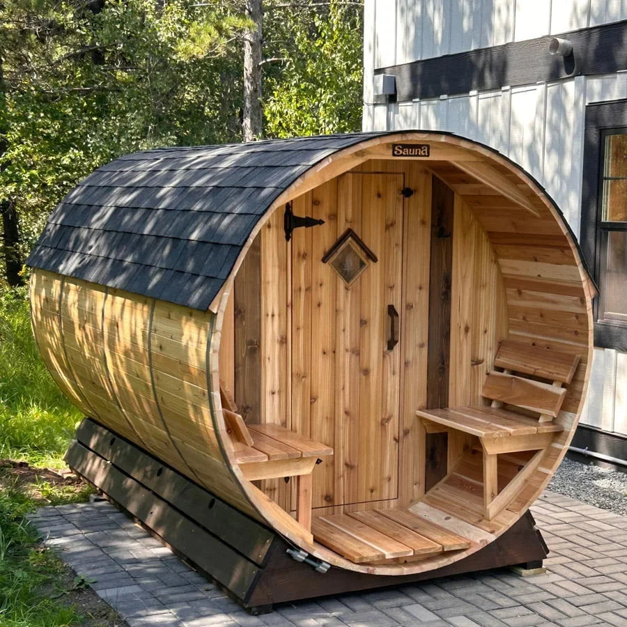 6 Person + Changing Room Cedar Barrel Sauna | 6′ x 12′