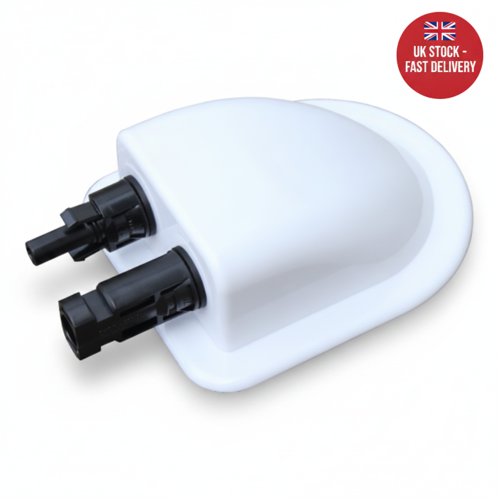 Double Solar Cable Entry Gland White MC4 T4 Connector Waterproof Caravan Boat RV