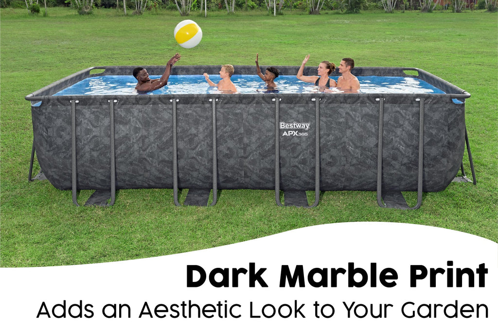 18ft x 52in Grey Rectangular APX 365 Steel Above Ground Pool Set