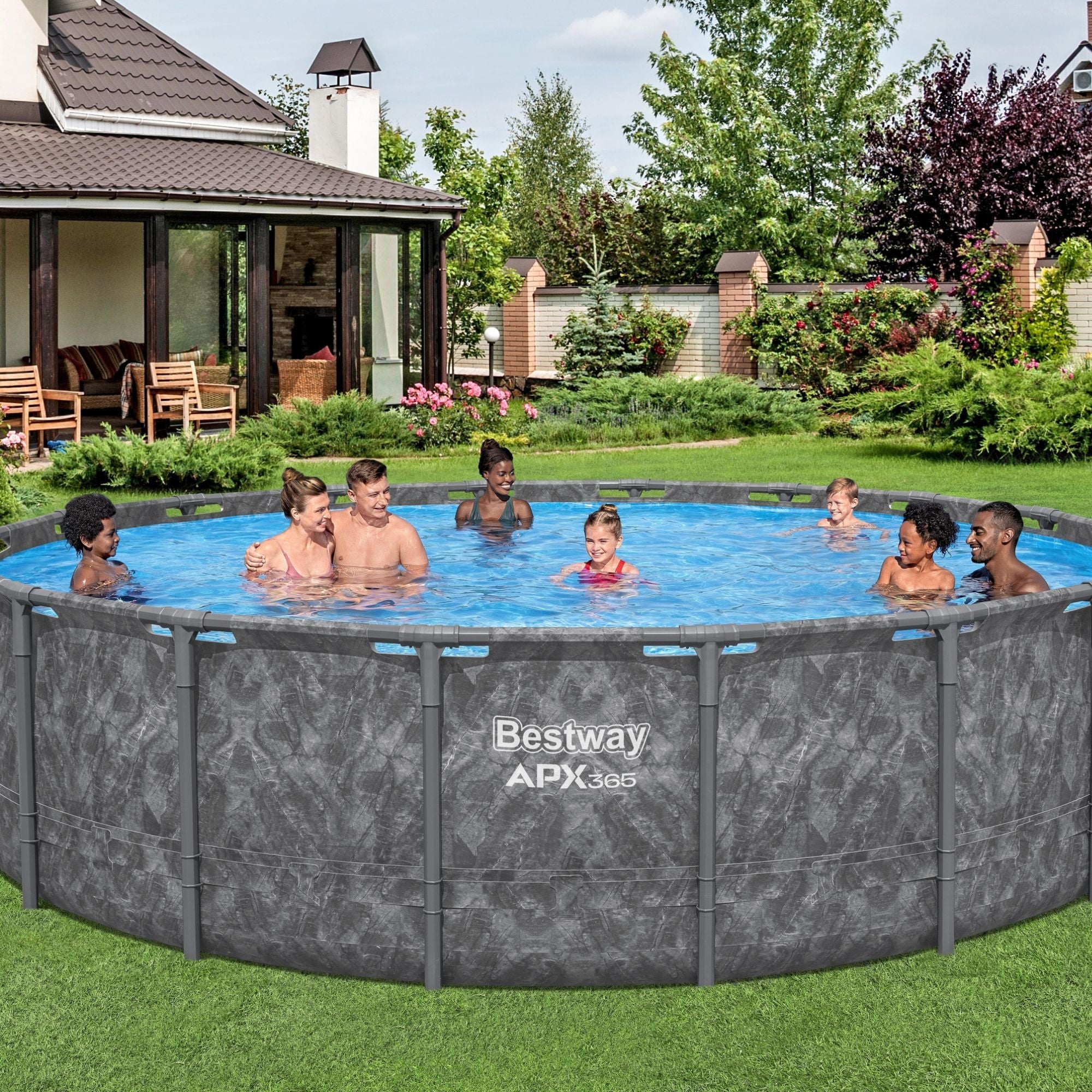 18ft x 52in Grey Round APX 365 Above Ground Pool Set
