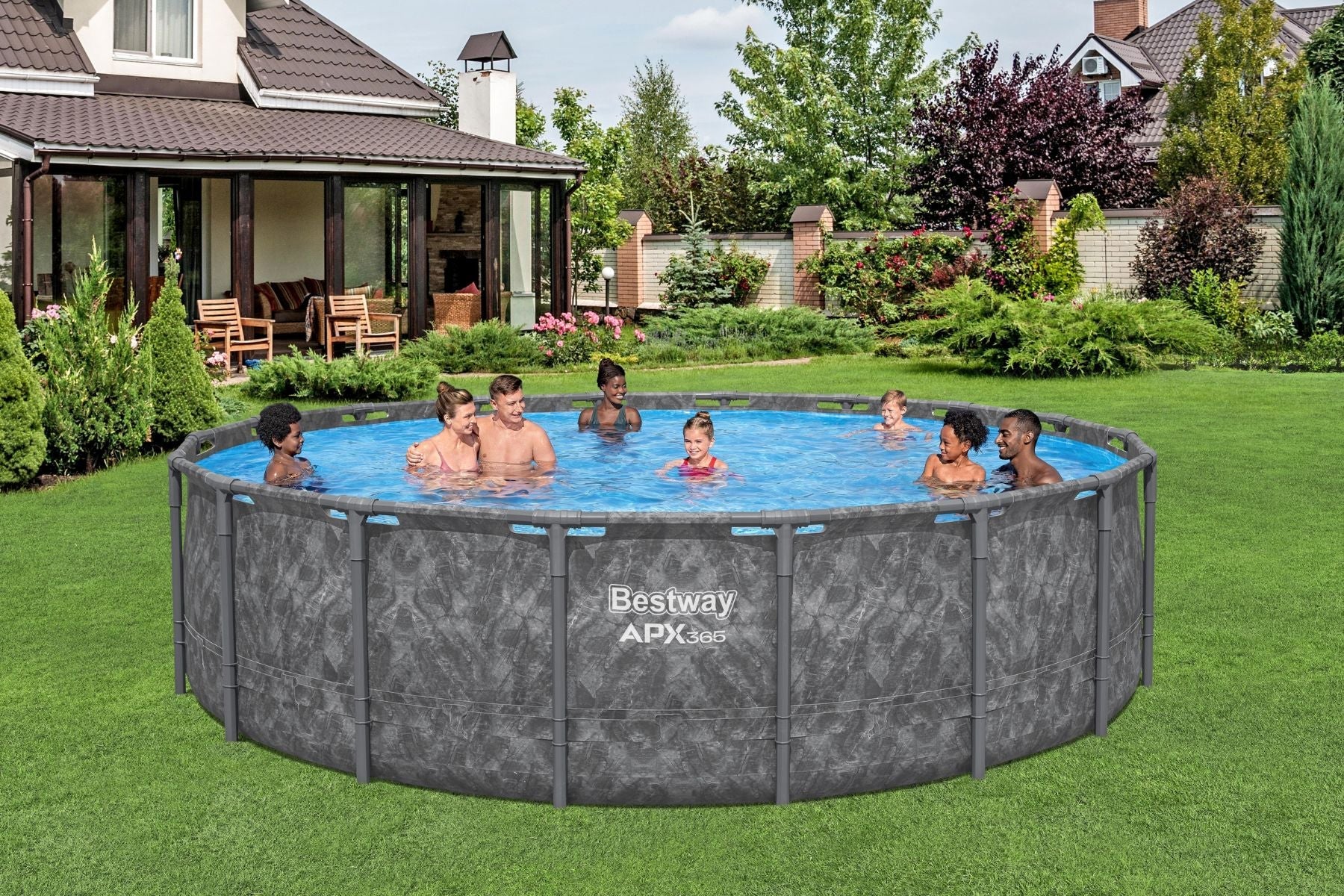 18ft x 52in Grey Round APX 365 Above Ground Pool Set