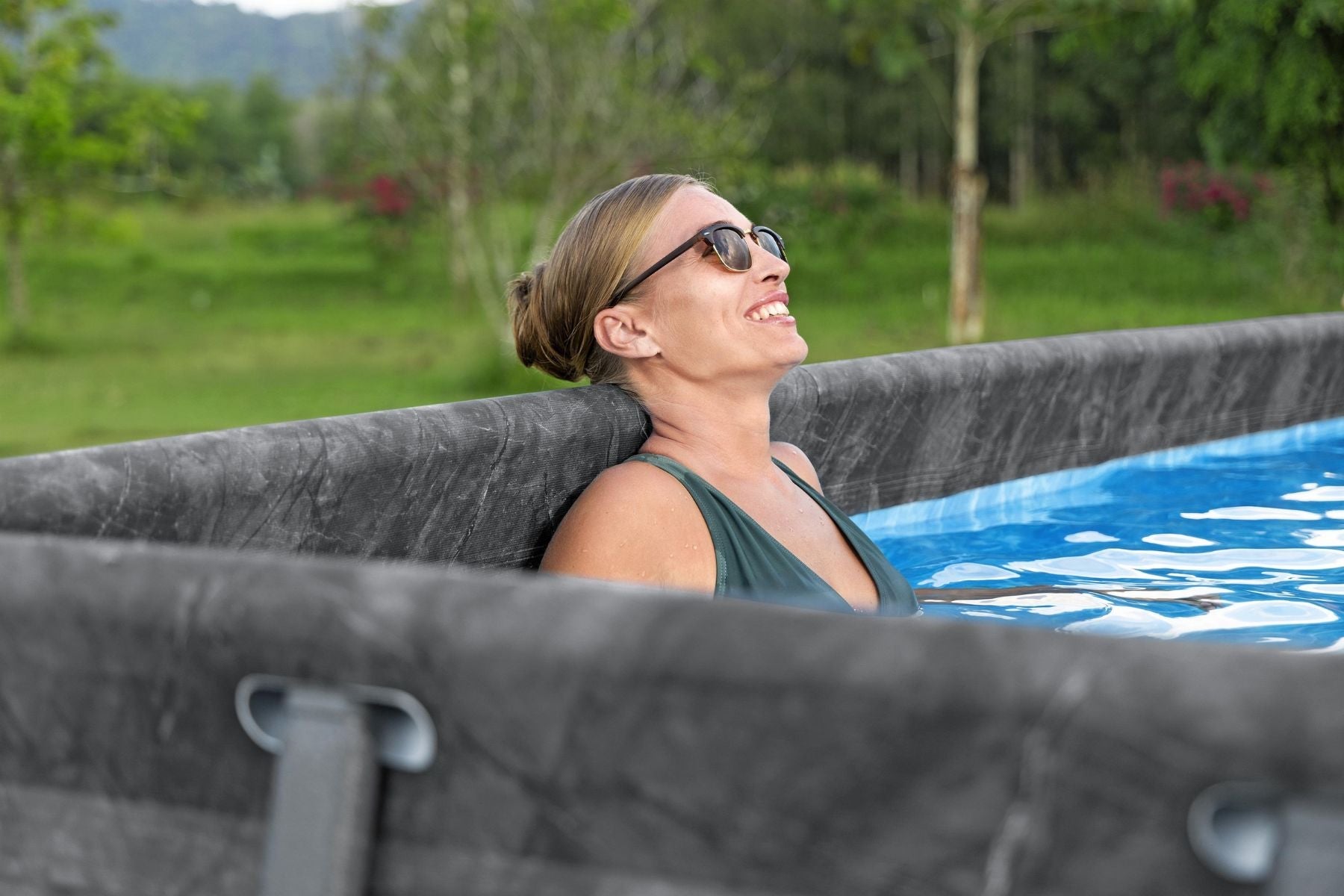 18ft x 52in Grey Rectangular APX 365 Steel Above Ground Pool Set