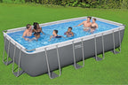 18ft x 9ft x 48in Dark Grey Rectangle Steel Pro MAX Above Ground Pool Set