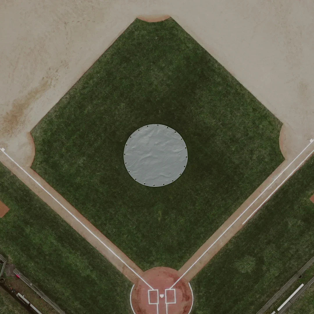 19' mound cover designed for pitcher mound protection during field maintenance