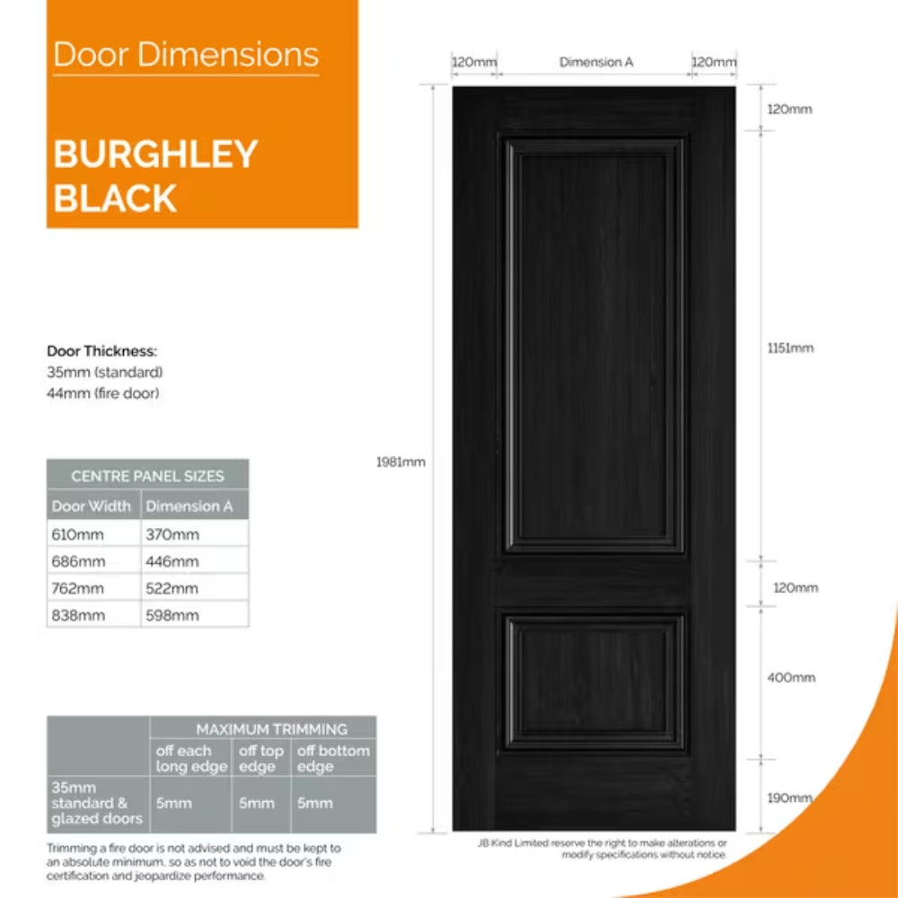 JB Kind Burghley Black Laminate Internal Fire Door FD30 - All Sizes