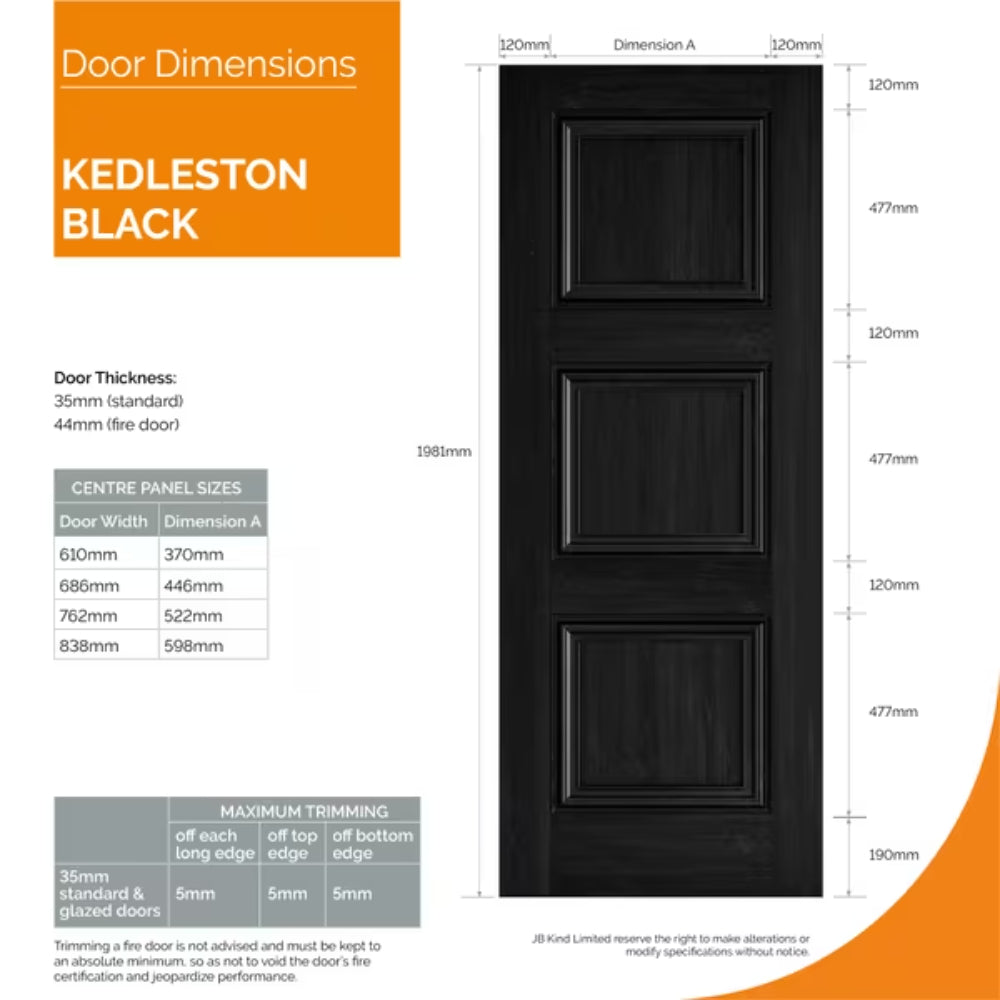 JB Kind Kedleston Black Laminate Internal Door - All Sizes