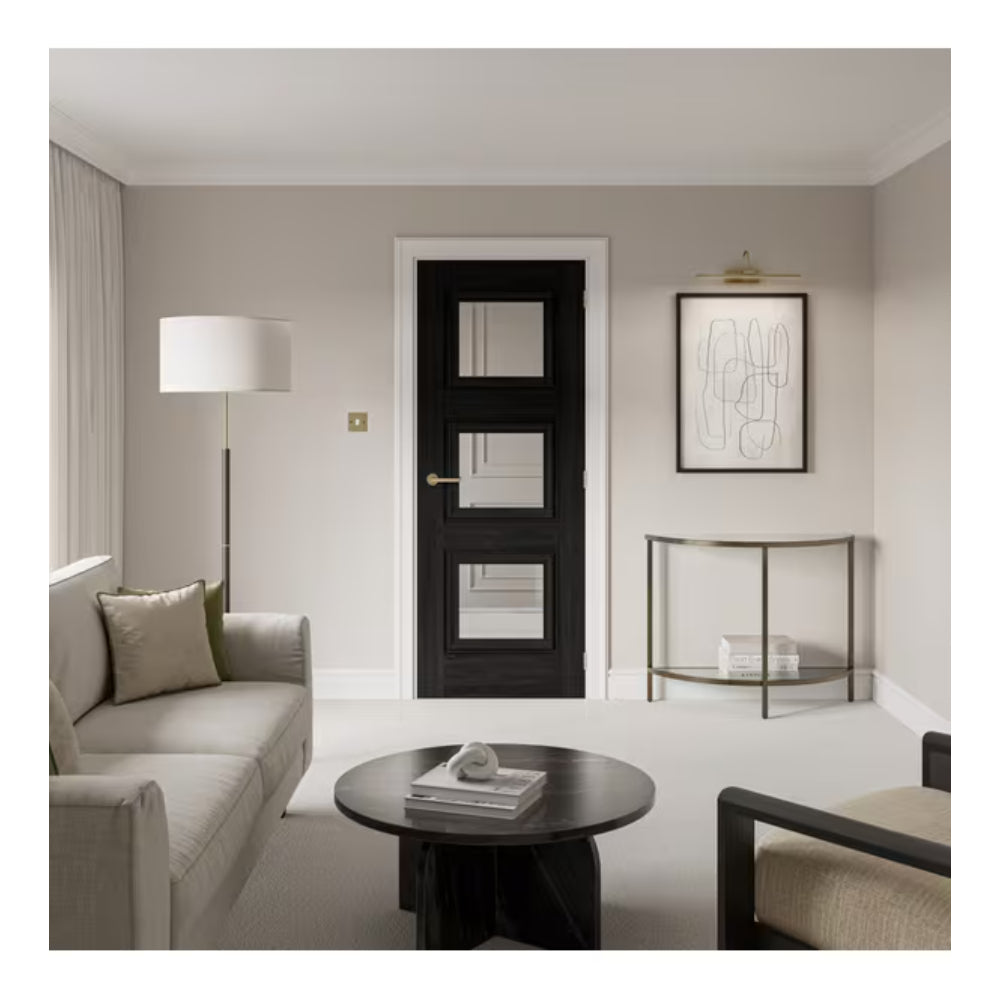 JB Kind Kedleston Black Laminate Glazed Internal Door - All Sizes